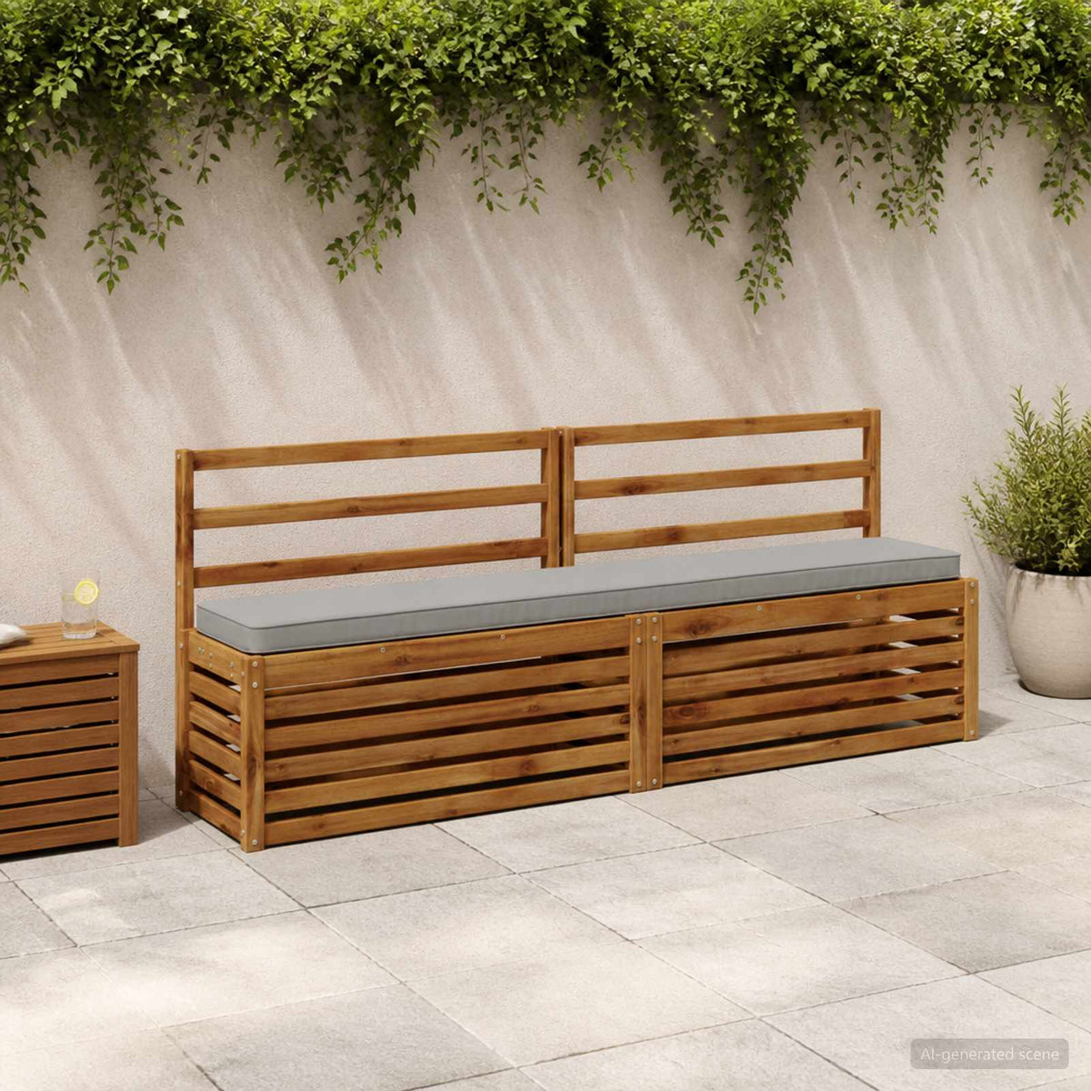 1-Piece Bench Cushion VUGHT 100% Polyester Grey 200 x 30 x 5 cm