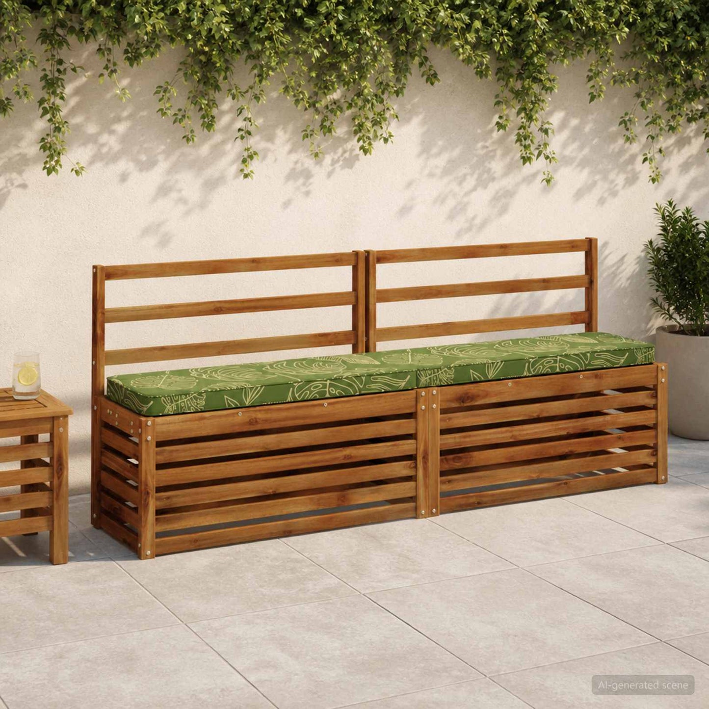 1-Piece Bench Cushion VUGHT 100% Polyester Leaf Design