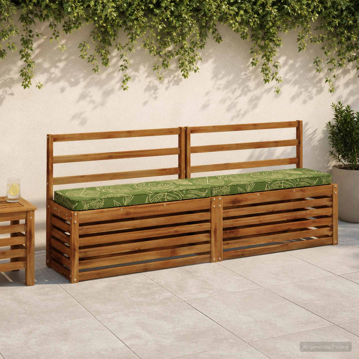 1-Piece Bench Cushion VUGHT 100% Polyester Leaf Design