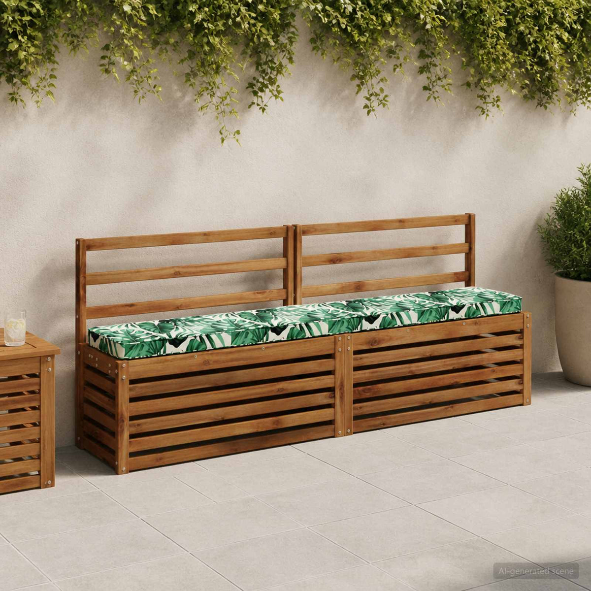 1-Piece Bench Cushion VUGHT 100% Polyester Leaf Pattern