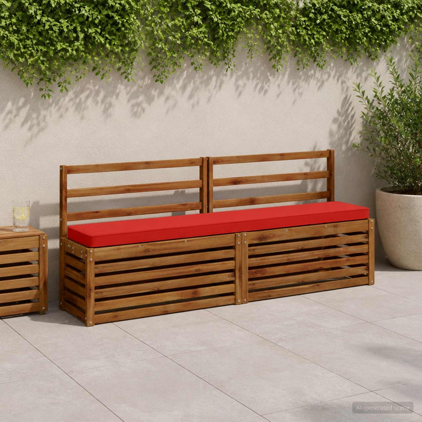 1-Piece Bench Cushion VUGHT 100% Polyester Red 200 x 30 x 5 cm