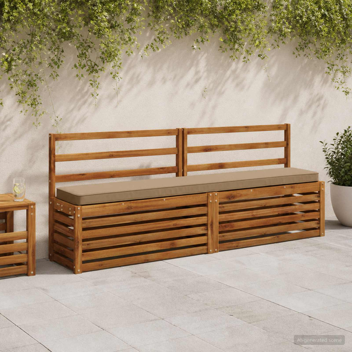 1-Piece Bench Cushion VUGHT 100% Polyester Taupe