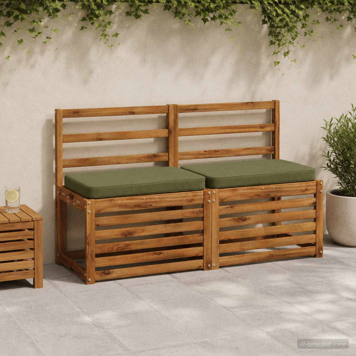 1-Piece Bench Cushion VUGHT 100% Polyester Olive Green