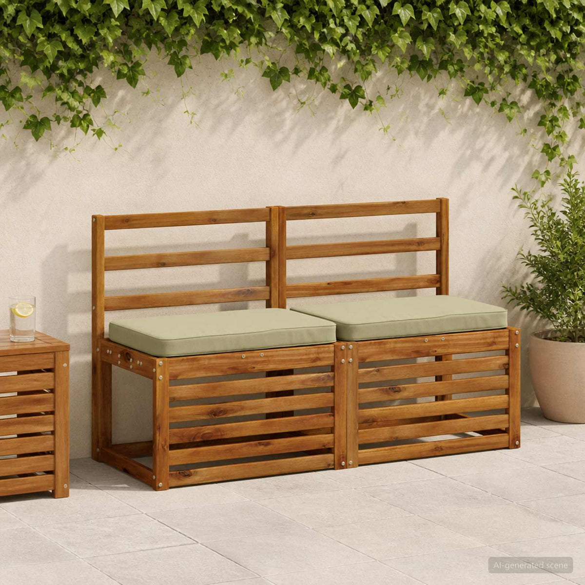 2-Piece Bench Cushions VUGHT 2 pcs 100% Polyester Light Green