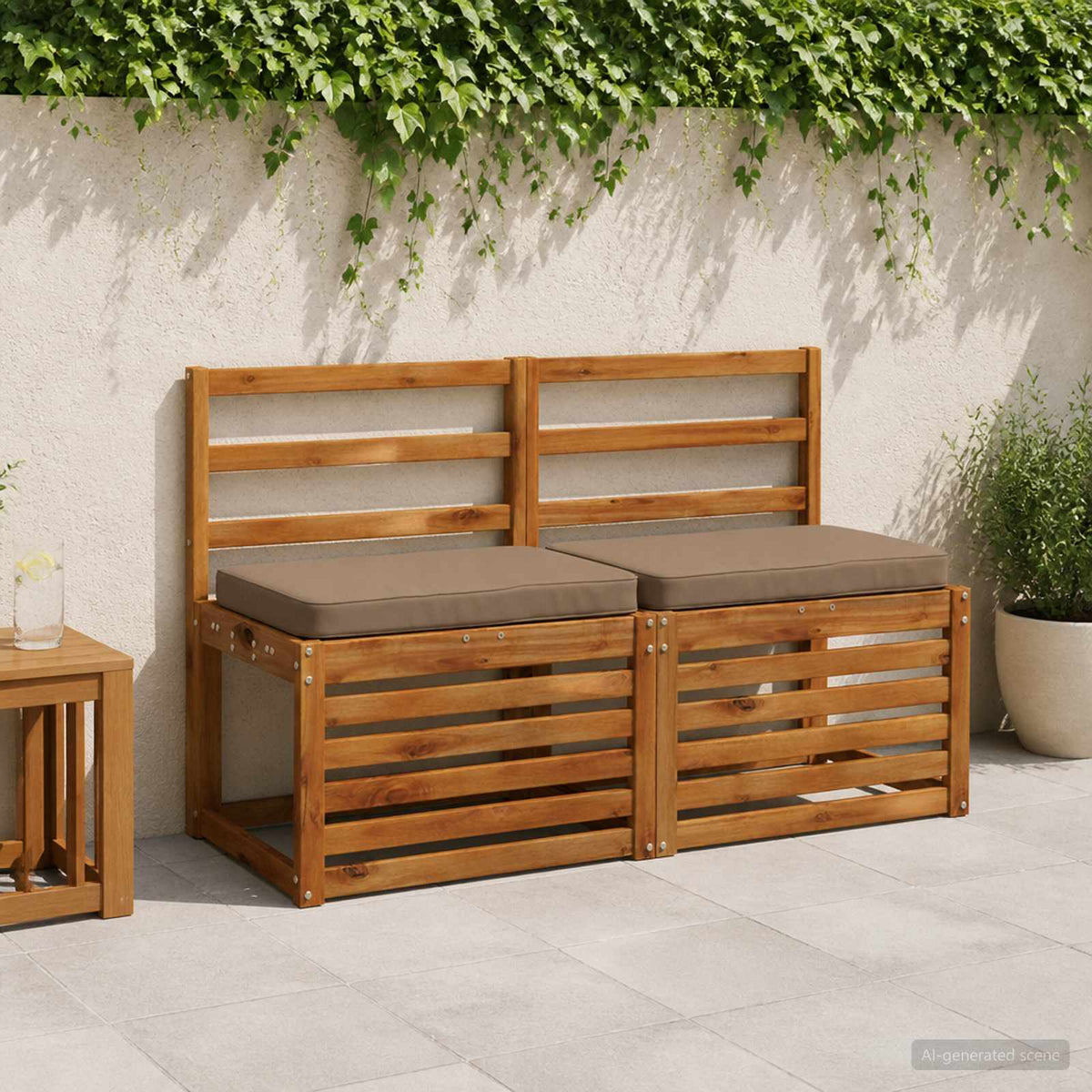 2-Piece Bench Cushions VUGHT 2 pcs 100% Polyester Taupe