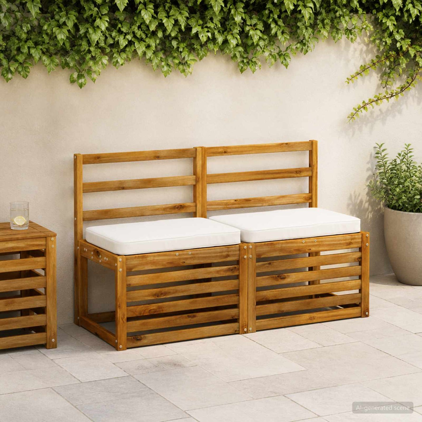 1-Piece Bench Cushion VUGHT 100% Polyester White 60 x 40 x 5 cm