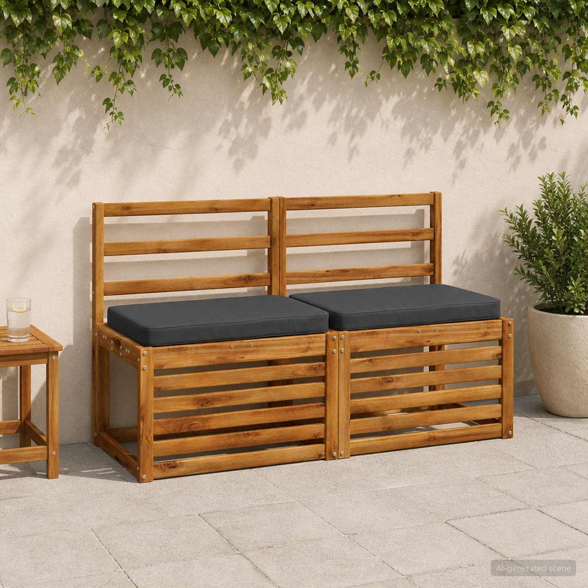 2-Piece Bench Cushions VUGHT 2 pcs 100% Polyester Dark Blue