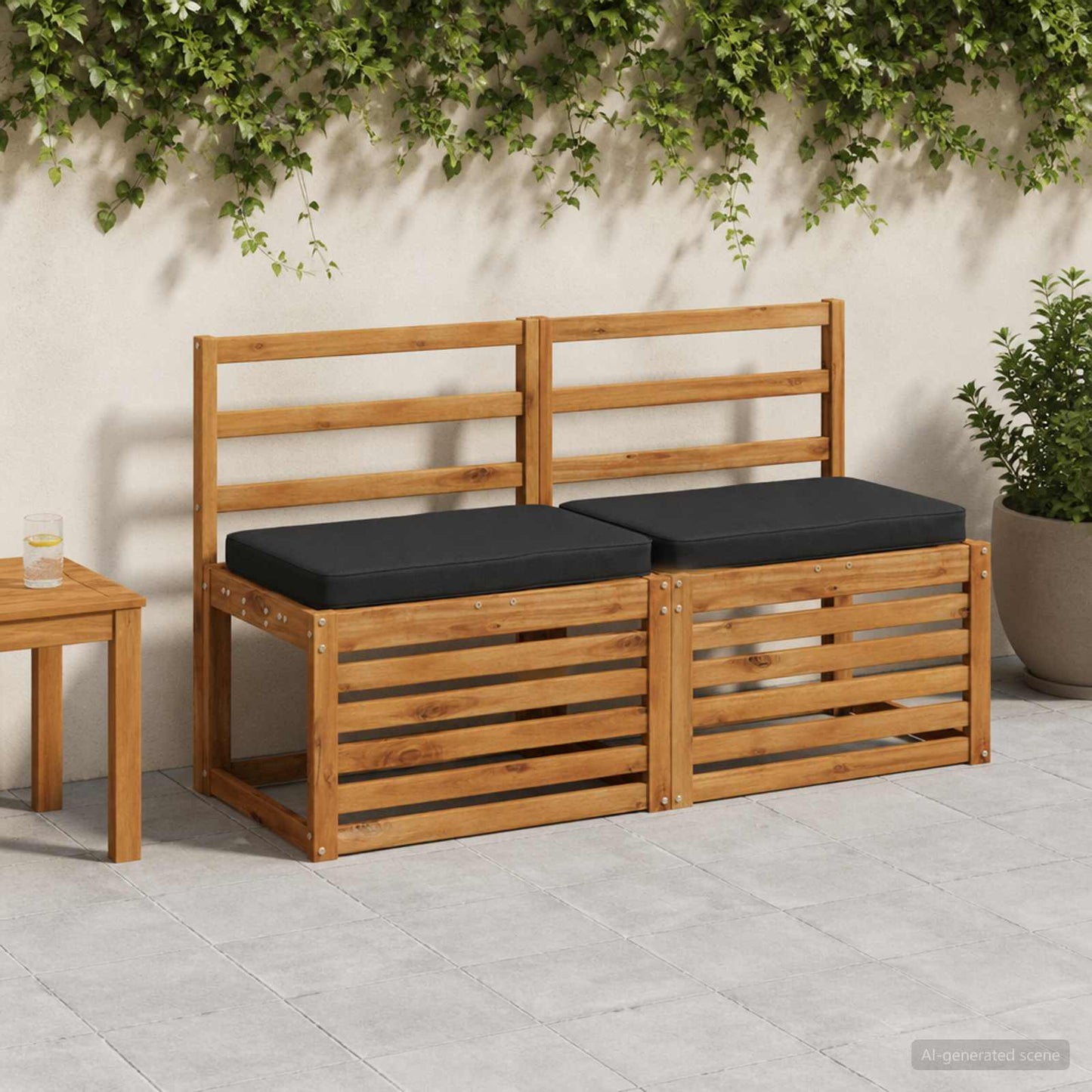 1-Piece Bench Cushion VUGHT 100% Polyester Black 60 x 40 x 5 cm