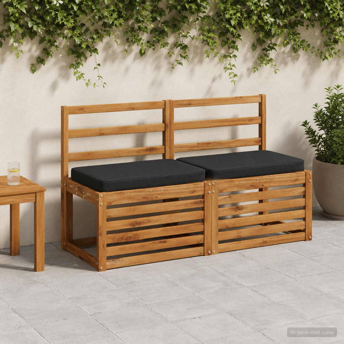 1-Piece Bench Cushion VUGHT 100% Polyester Black 60 x 40 x 5 cm