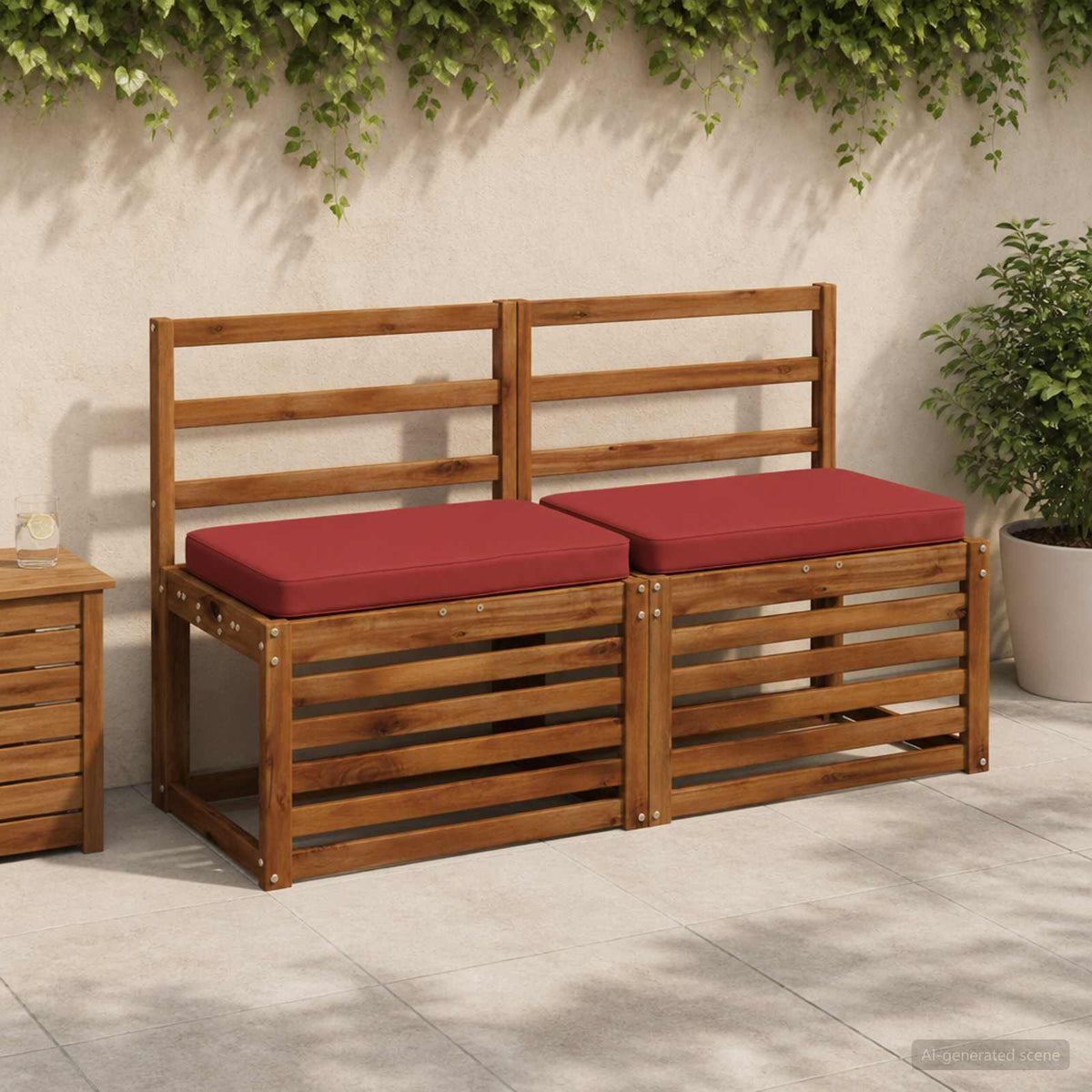 2-Piece Bench Cushions VUGHT 2 pcs 100% Polyester Red