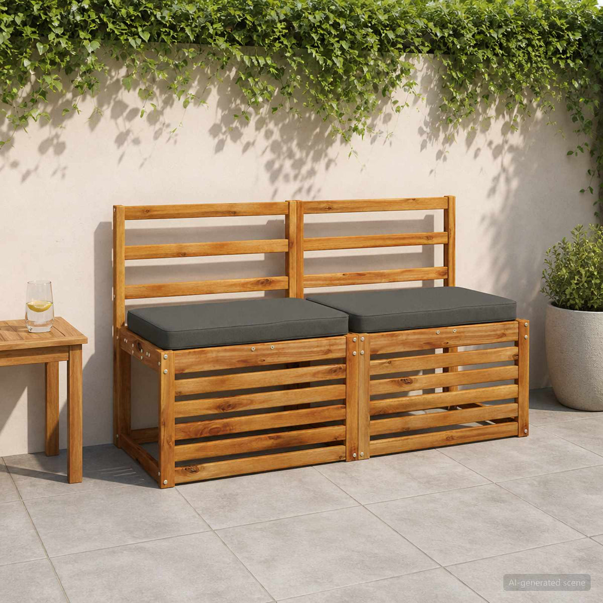 2-Piece Bench Cushions VUGHT 2 pcs 100% Polyester Anthracite