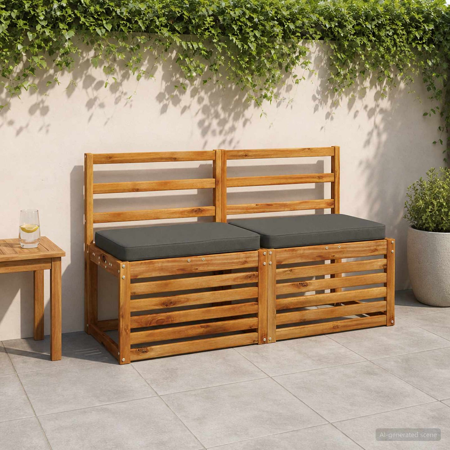 1-Piece Bench Cushion VUGHT 100% Polyester Anthracite