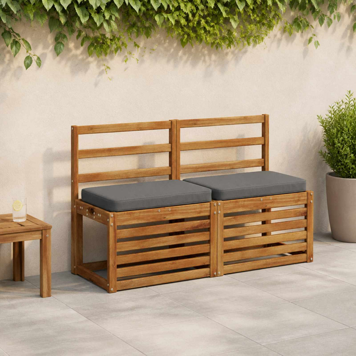 2-Piece Bench Cushions VUGHT 2 pcs 100% Polyester Grey
