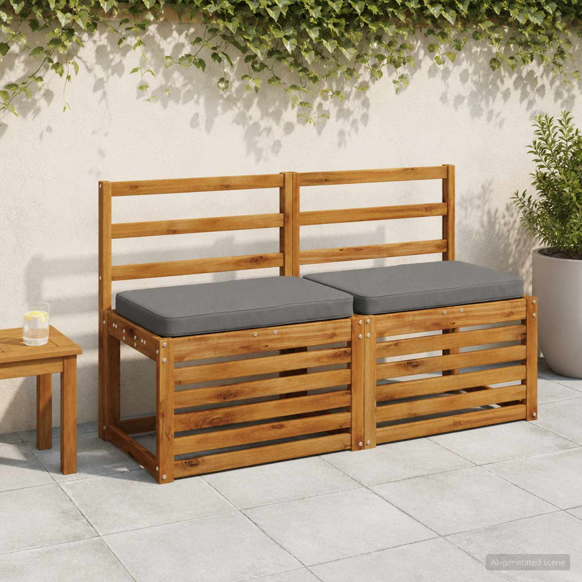 1-Piece Bench Cushion VUGHT 100% Polyester Grey 60 x 40 x 5 cm