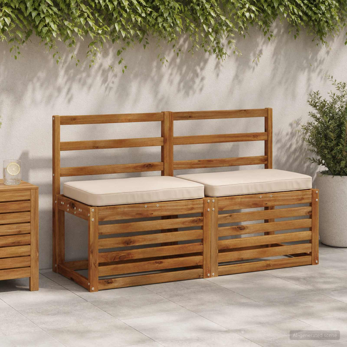 1-Piece Bench Cushion VUGHT 100% Polyester Cream 60 x 40 x 5 cm