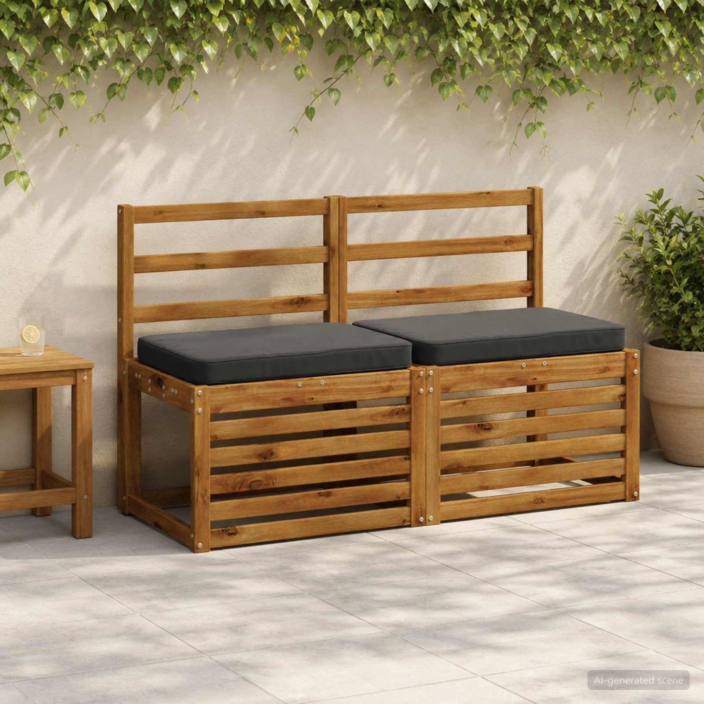 2-Piece Bench Cushions VUGHT 2 pcs 100% Polyester Anthracite