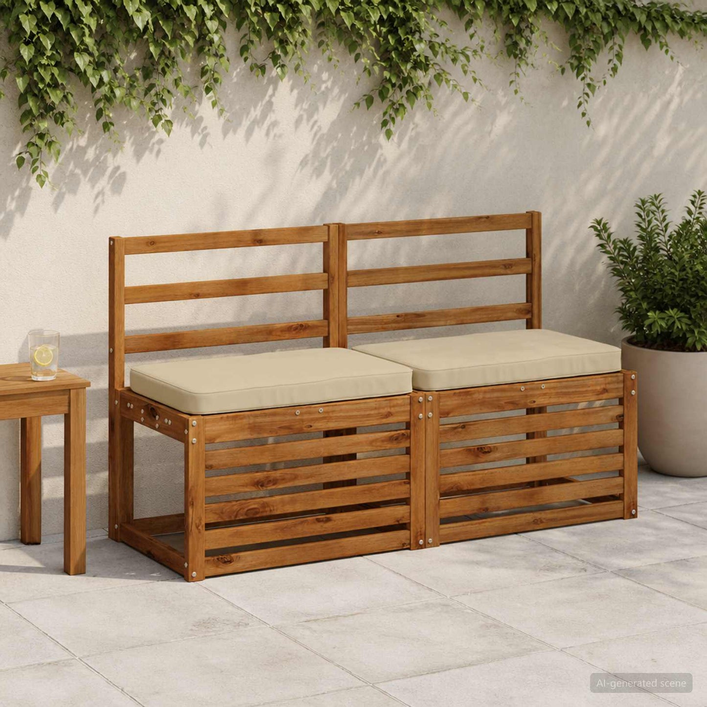 2-Piece Bench Cushions VUGHT 2 pcs 100% Polyester Beige