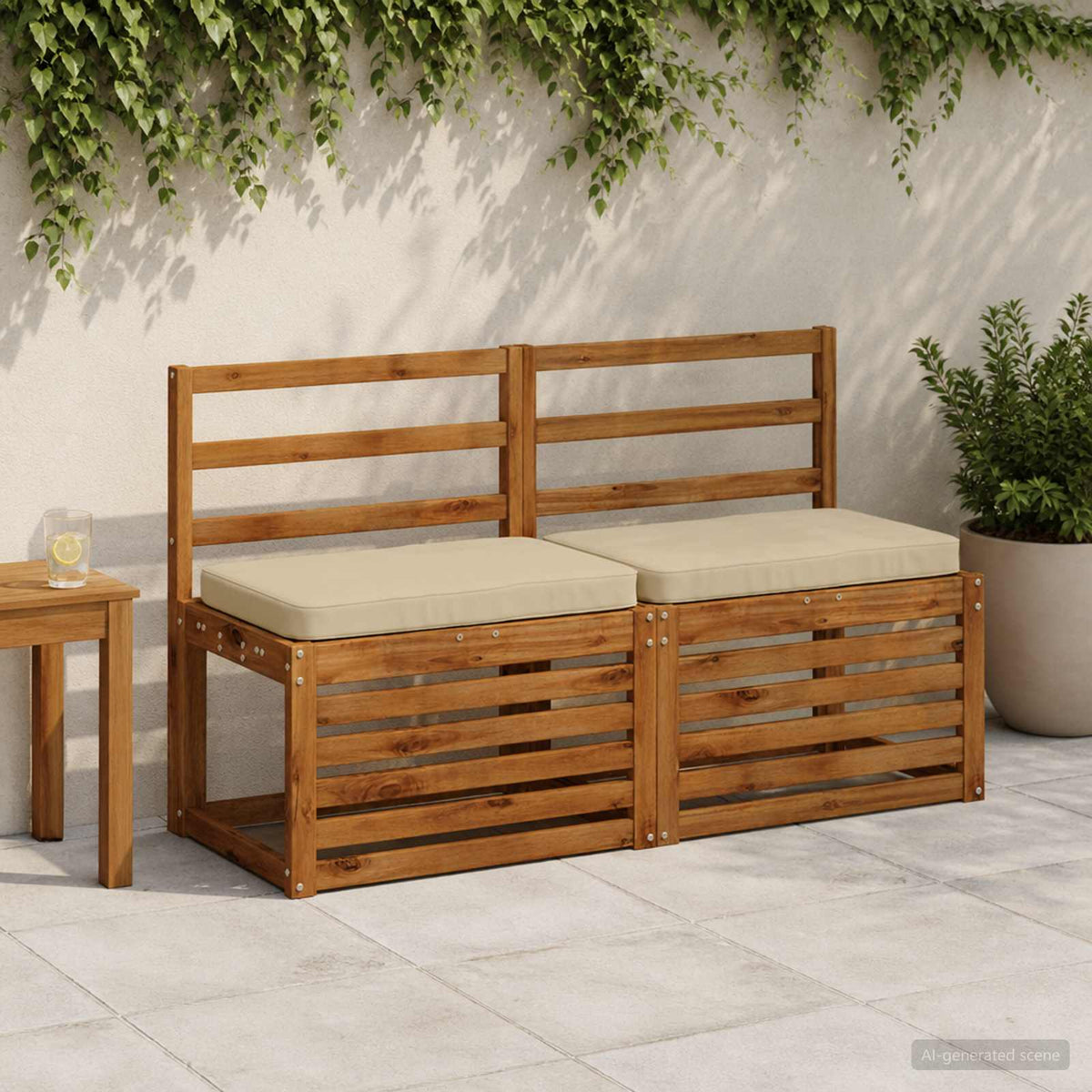 1-Piece Bench Cushion VUGHT 100% Polyester Beige 60 x 40 x 5 cm