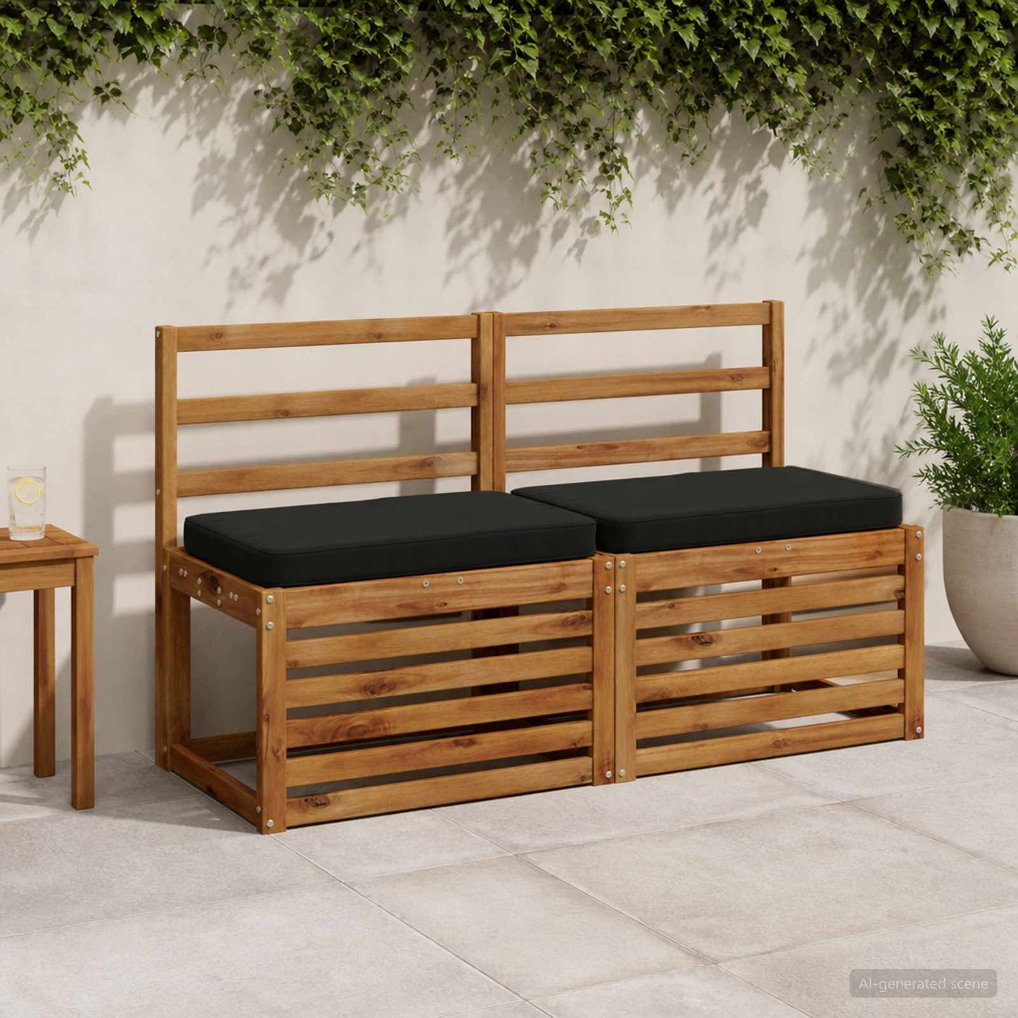 1-Piece Bench Cushion VUGHT 100% Polyester Black 60 x 40 x 5 cm
