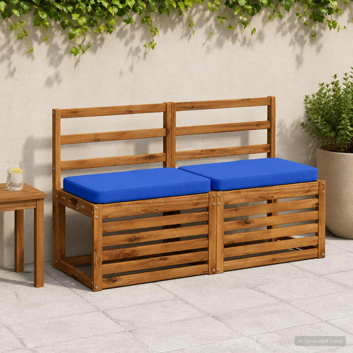 2-Piece Bench Cushions VUGHT 2 pcs 100% Polyester Royal Blue