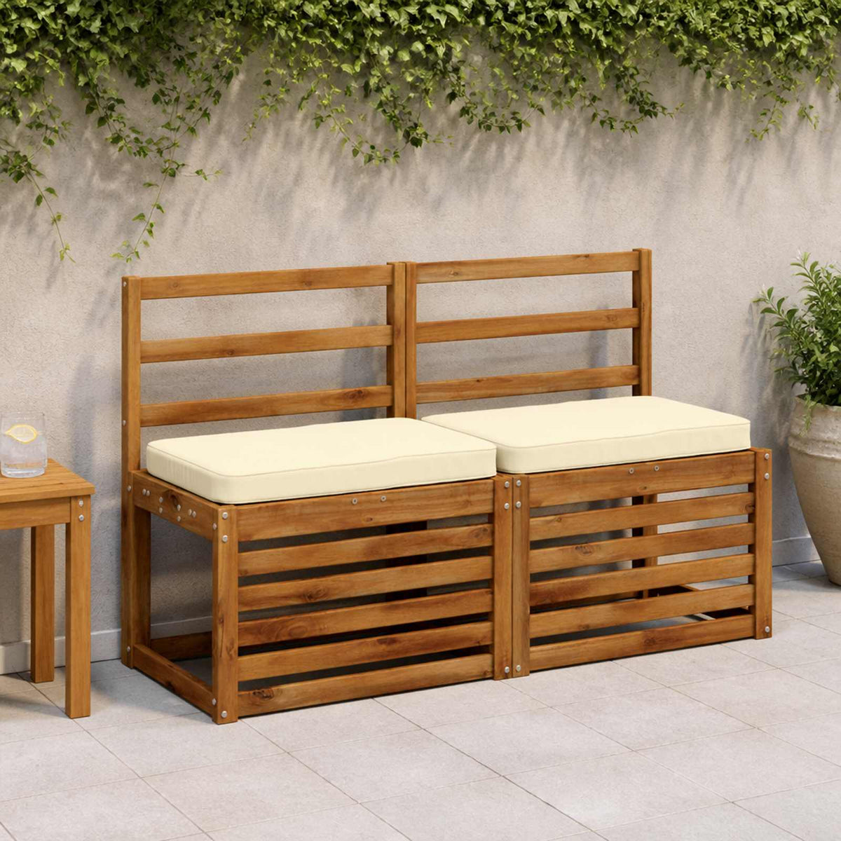 1-Piece Bench Cushion VUGHT 100% Polyester Cream 60 x 40 x 5 cm