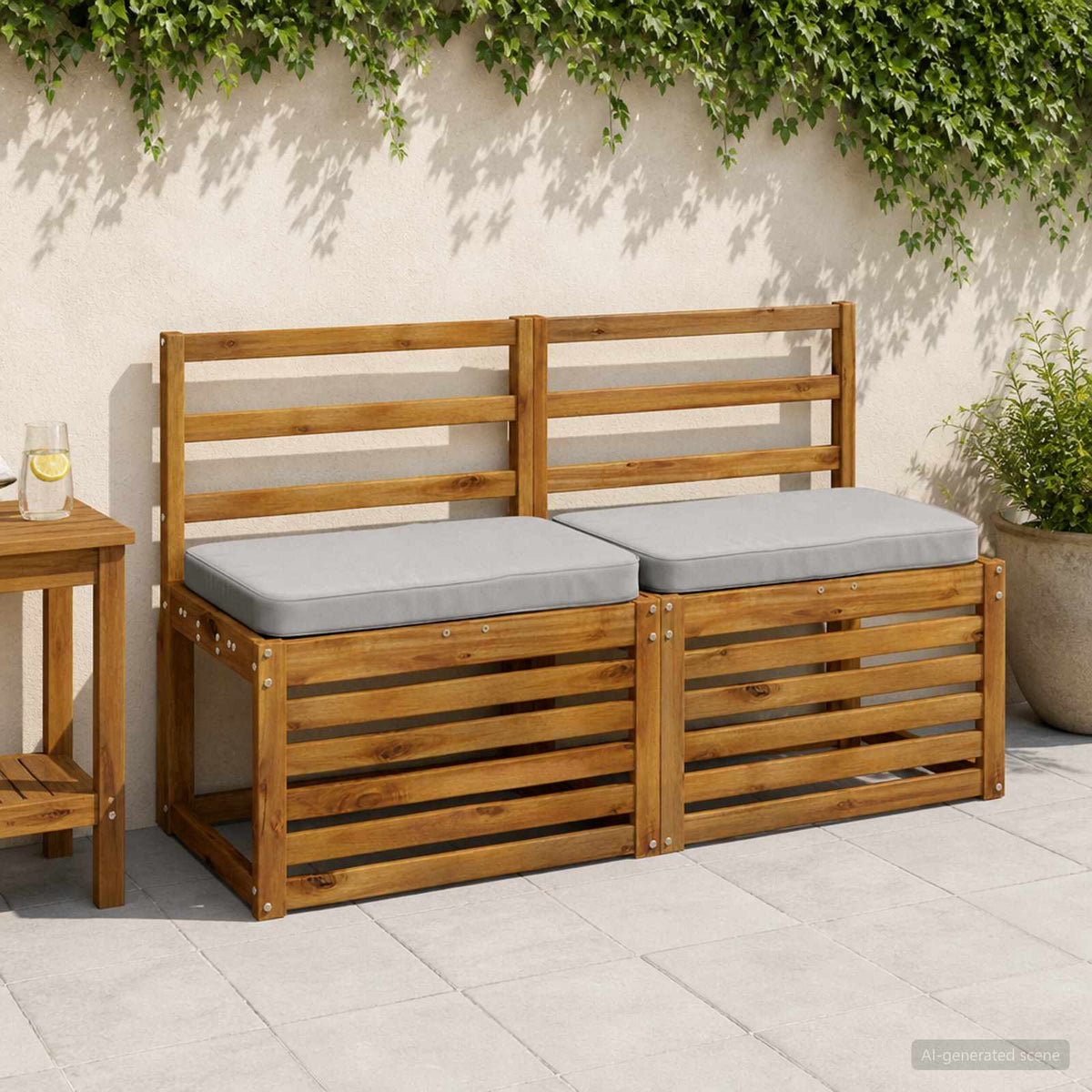 2-Piece Bench Cushions VUGHT 2 pcs 100% Polyester Grey