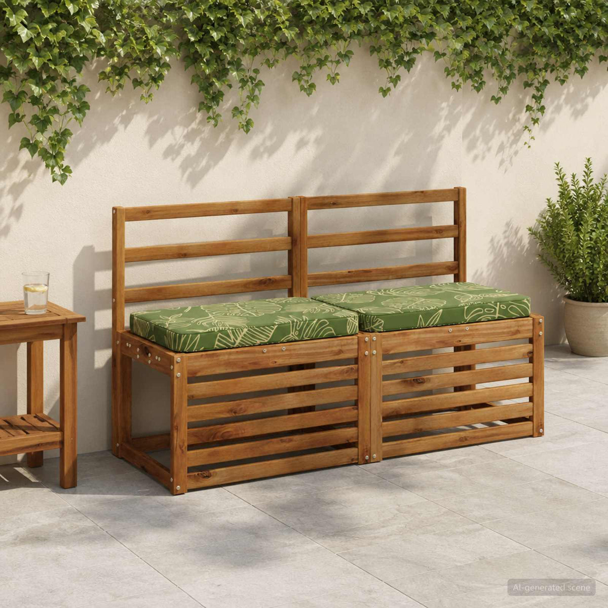 1-Piece Bench Cushion VUGHT 100% Polyester Leaf Design
