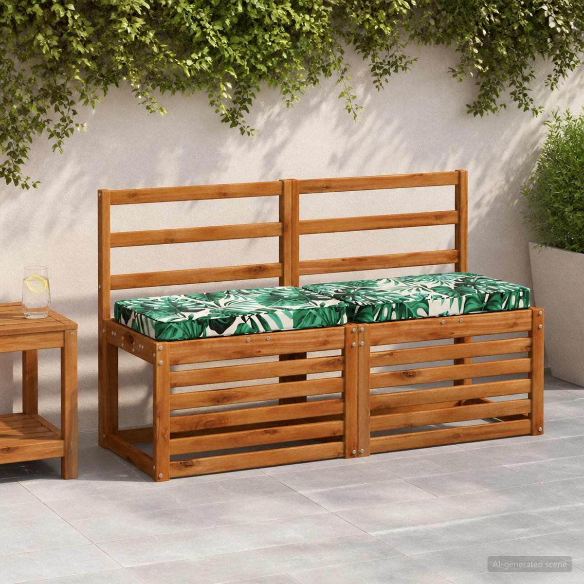 1-Piece Bench Cushion VUGHT 100% Polyester Leaf Pattern