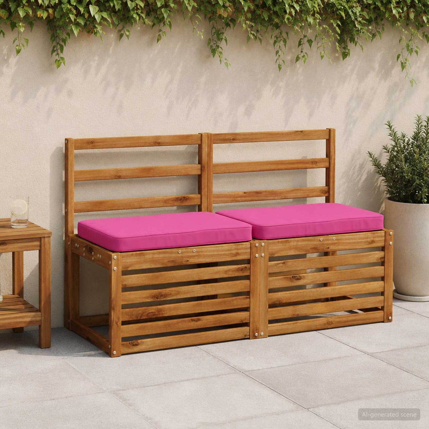2-Piece Bench Cushions VUGHT 2 pcs 100% Polyester Pink