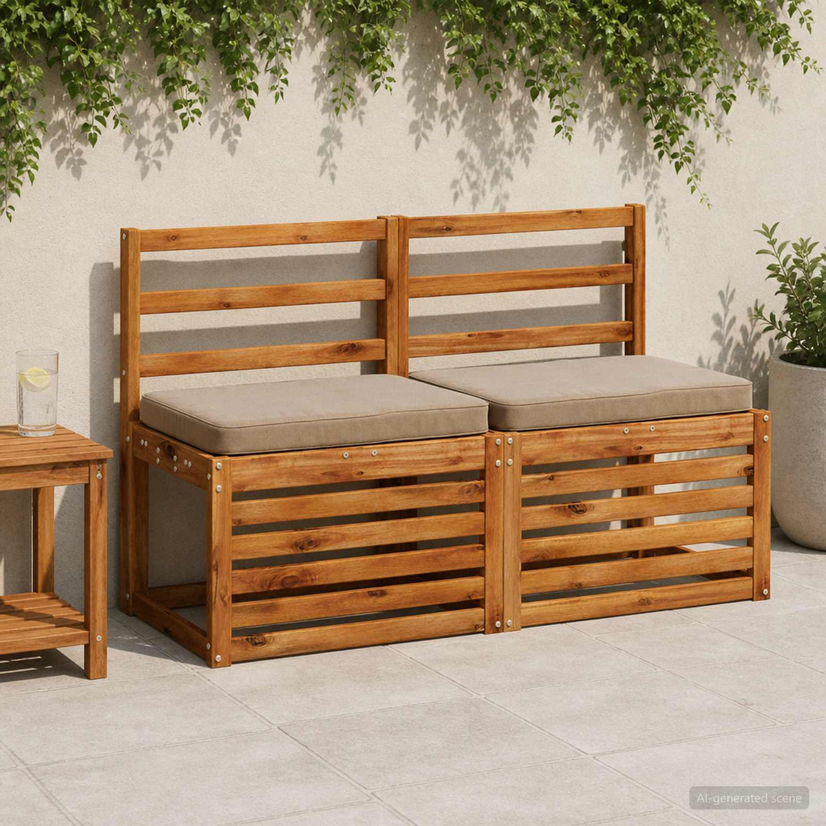 2-Piece Bench Cushions VUGHT 2 pcs 100% Polyester Taupe