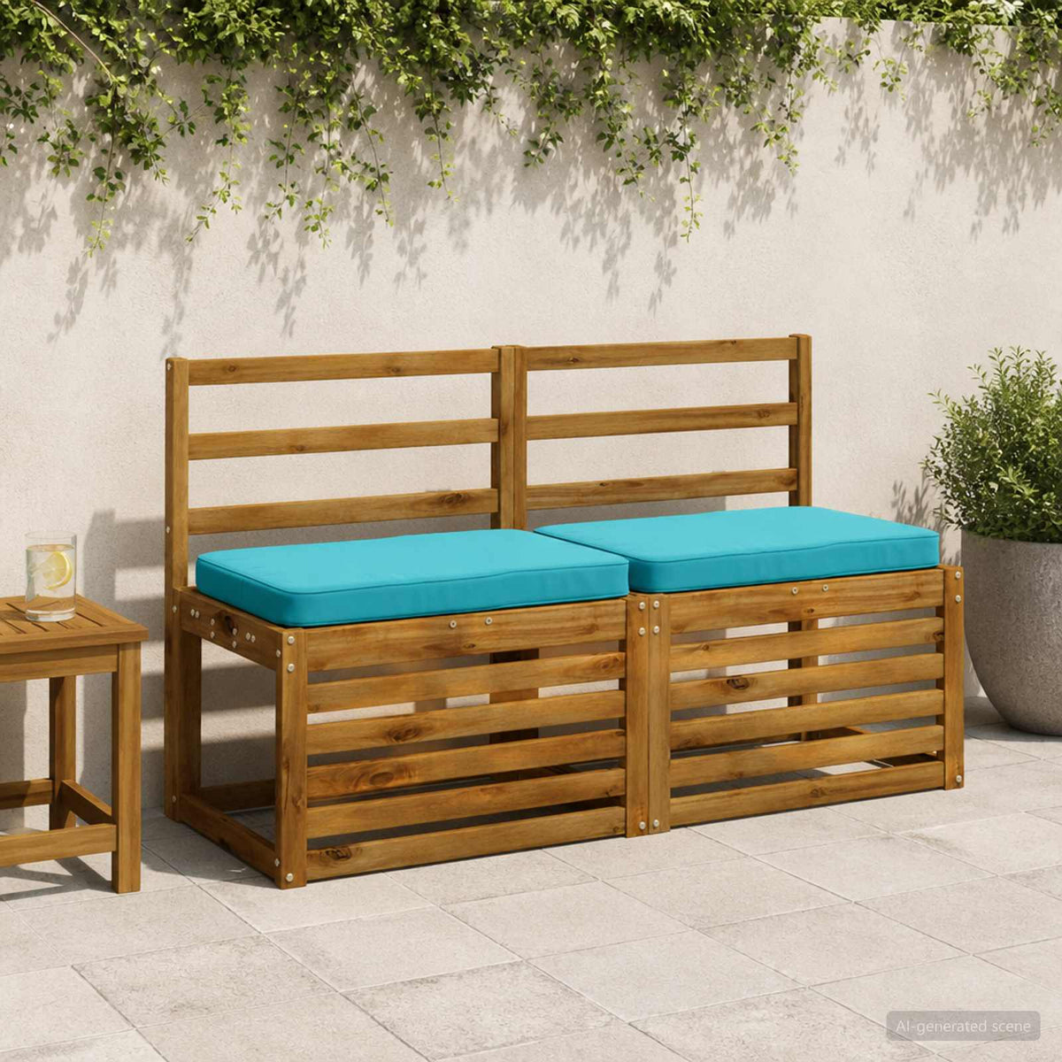 1-Piece Bench Cushion VUGHT 100% Polyester Turquoise