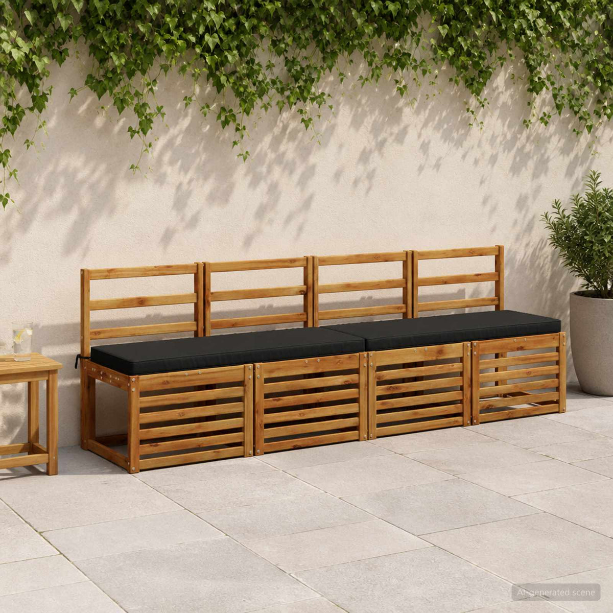 1-Piece Bench Cushion VUGHT 100% Polyester Black