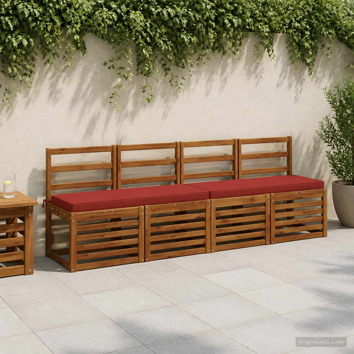 2-Piece Bench Cushions VUGHT 2 pcs 100% Polyester Red