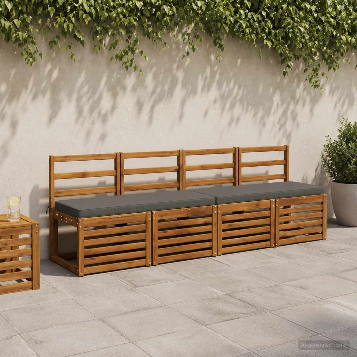 1-Piece Bench Cushion VUGHT 100% Polyester Grey 100 x 40 x 5 cm