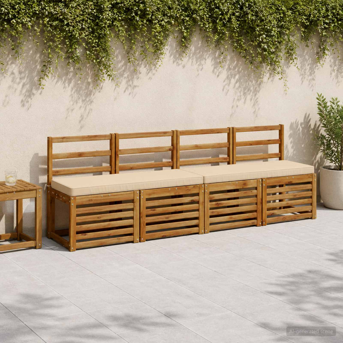 2-Piece Bench Cushions VUGHT 2 pcs 100% Polyester Cream