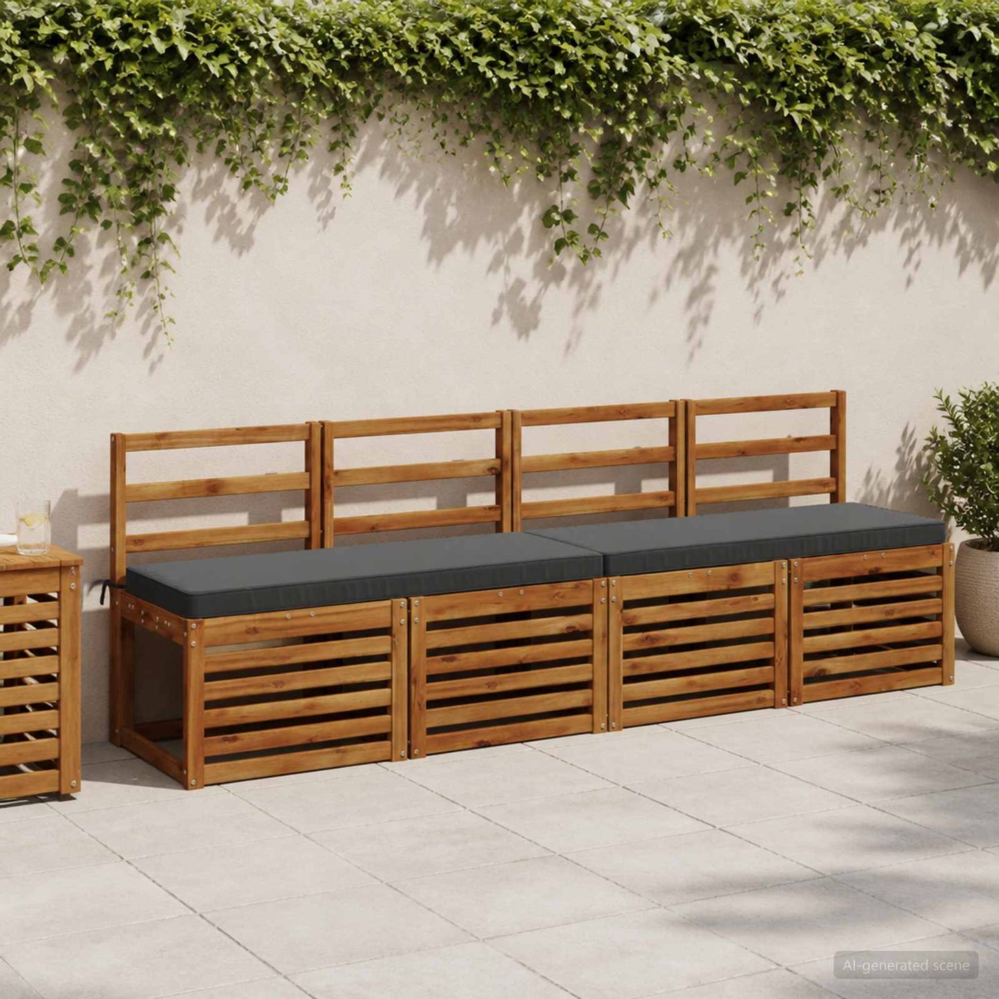 1-Piece Bench Cushion VUGHT 100% Polyester Anthracite
