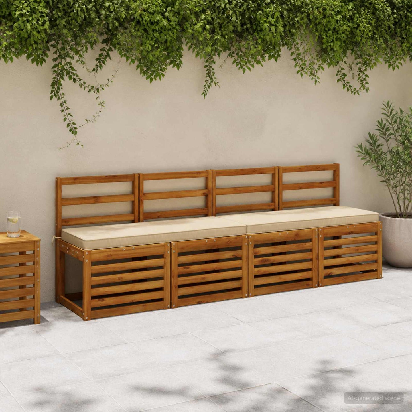 2-Piece Bench Cushions VUGHT 2 pcs 100% Polyester Beige