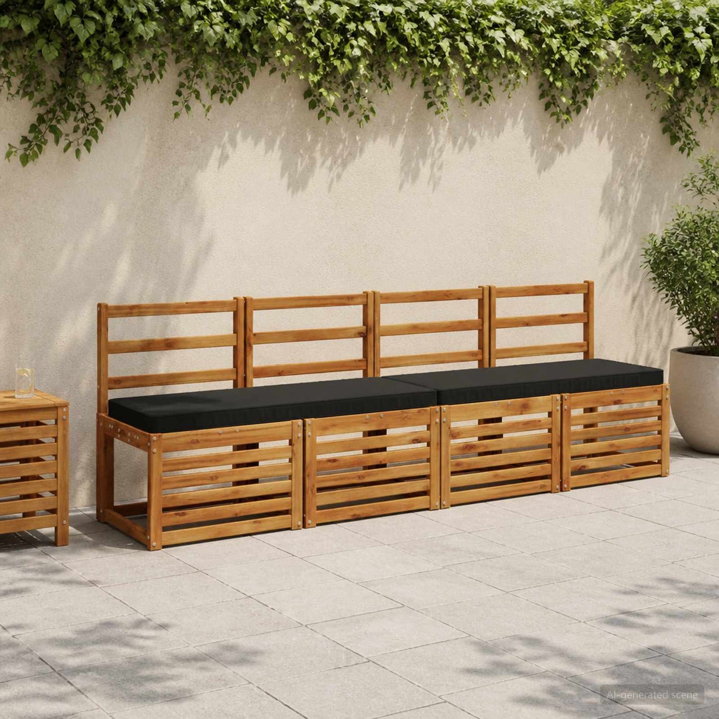 1-Piece Bench Cushion VUGHT 100% Polyester Black