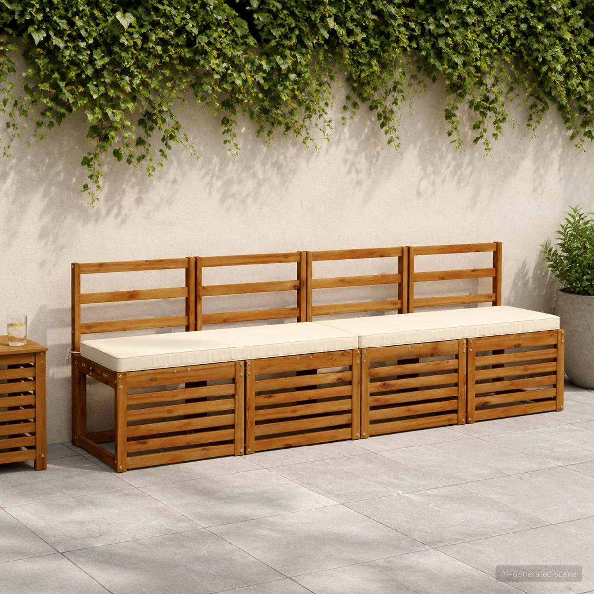 2-Piece Bench Cushions VUGHT 2 pcs 100% Polyester Cream