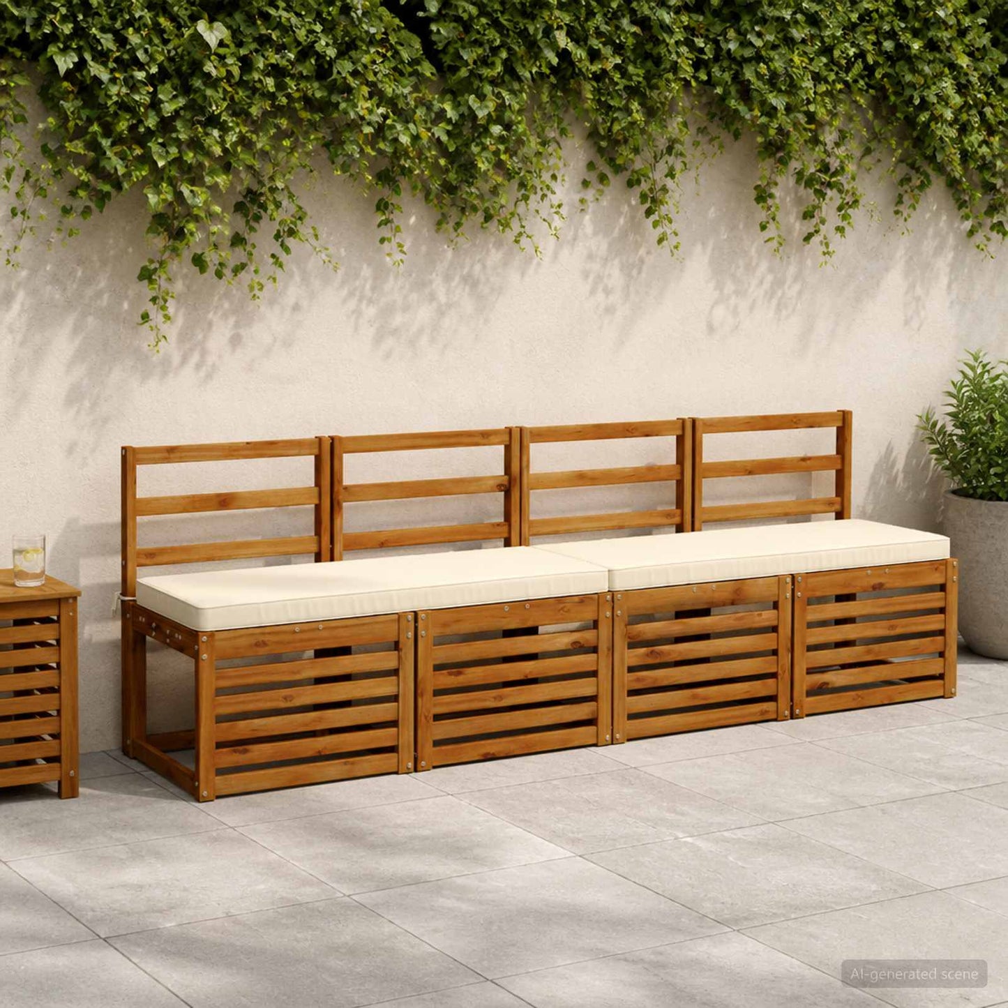 1-Piece Bench Cushion VUGHT 100% Polyester Cream