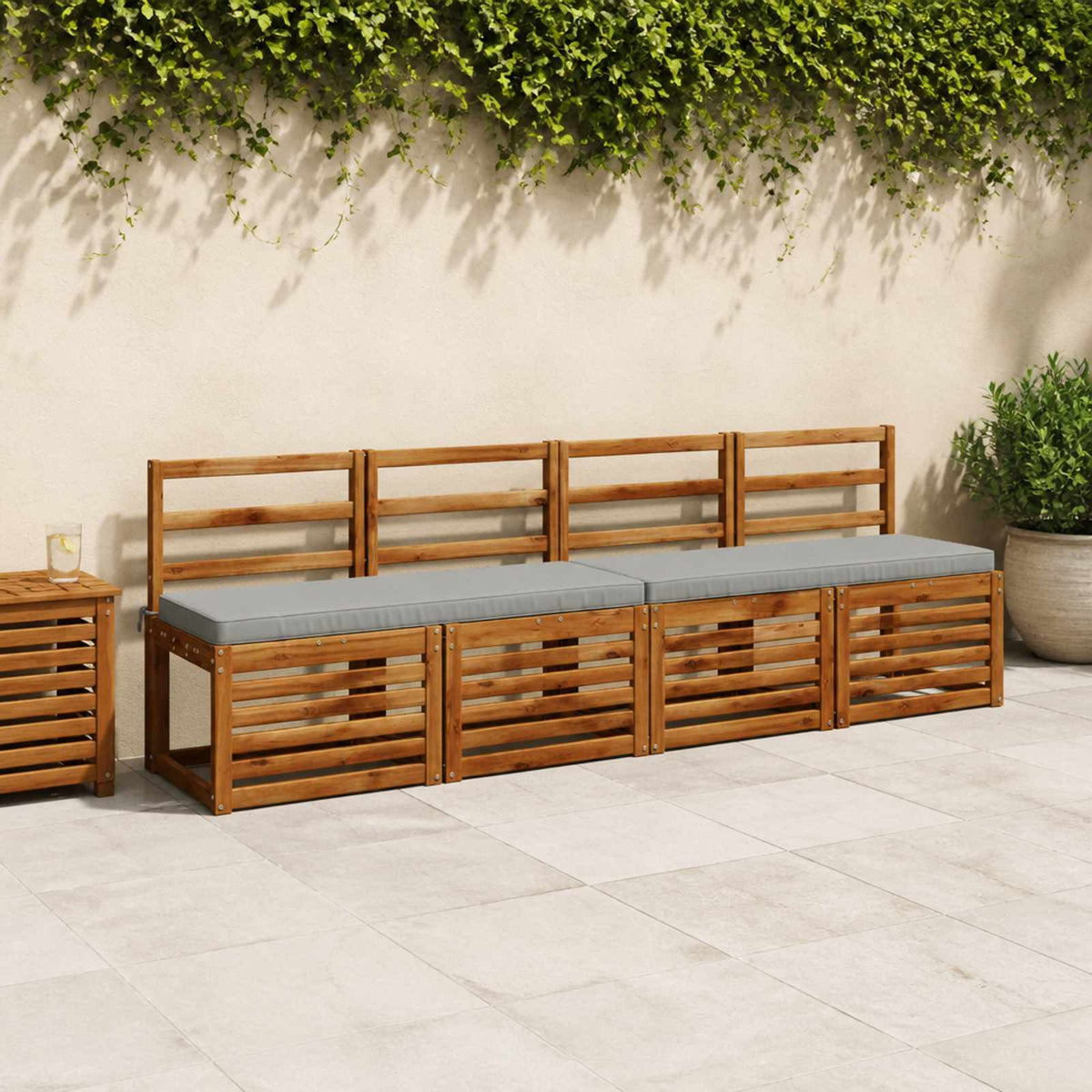 1-Piece Bench Cushion VUGHT 100% Polyester Grey 100 x 40 x 5 cm