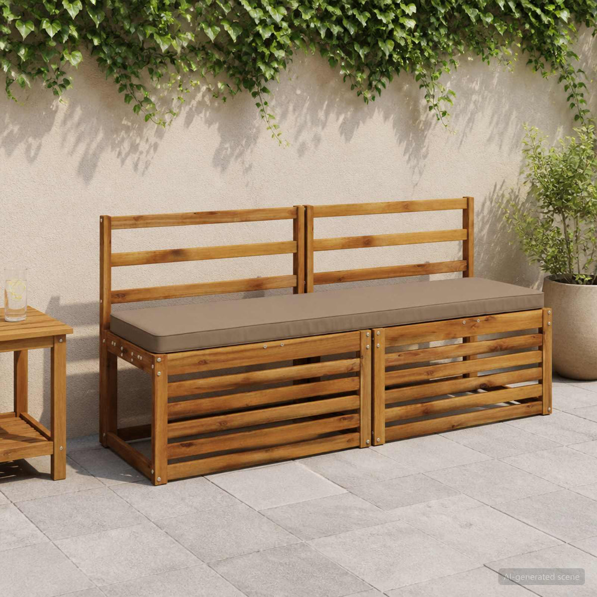 1-Piece Bench Cushion VUGHT 100% Polyester Taupe