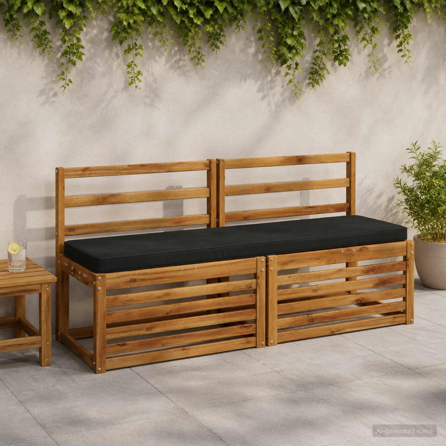 1-Piece Bench Cushion VUGHT 100% Polyester Black