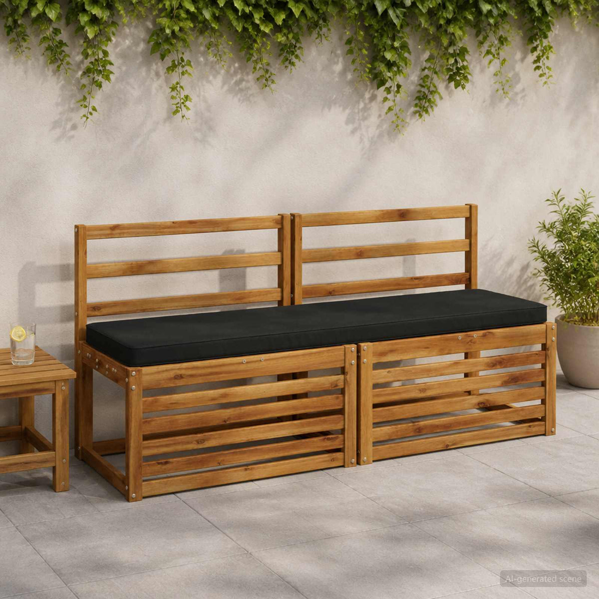 1-Piece Bench Cushion VUGHT 100% Polyester Black