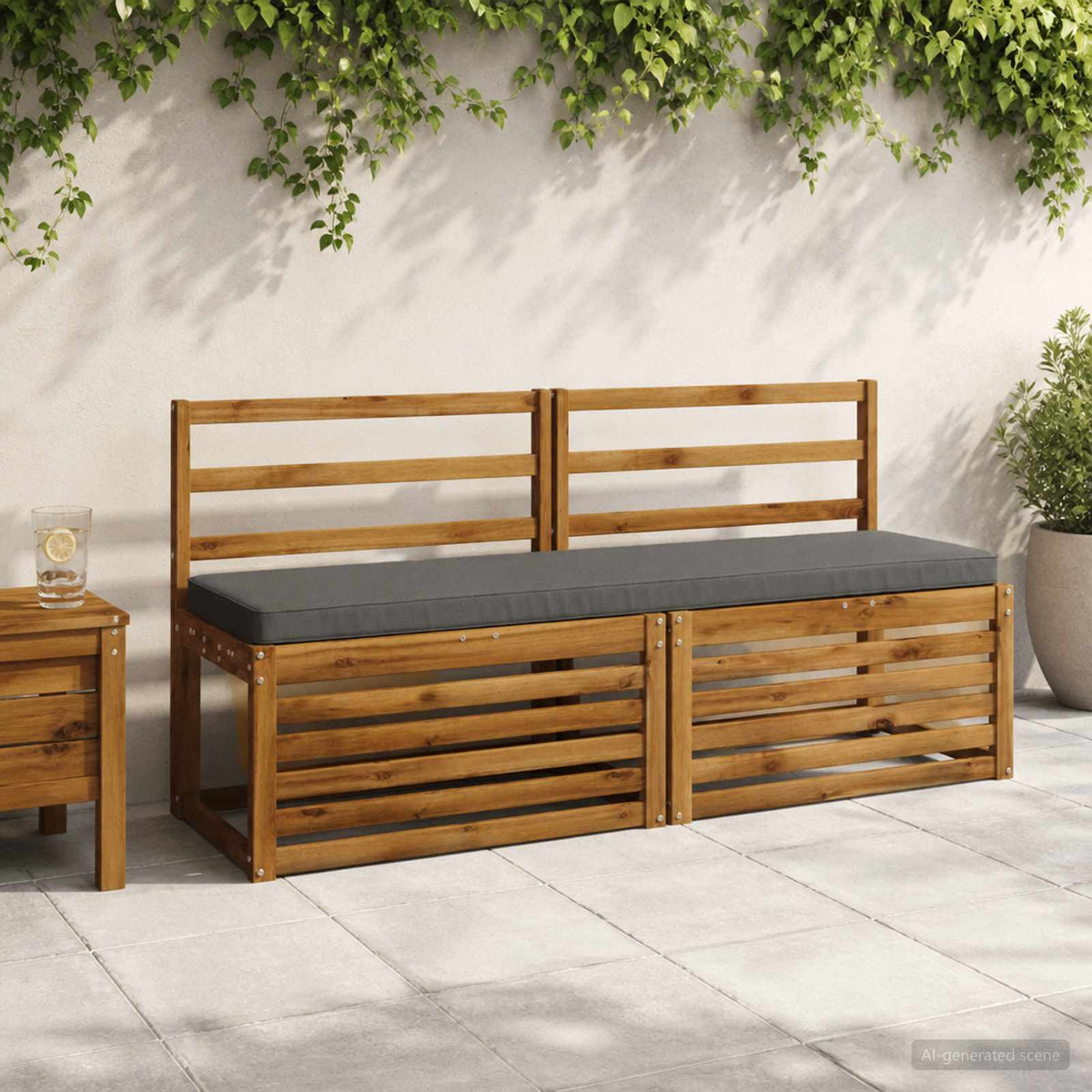 1-Piece Bench Cushion VUGHT 100% Polyester Grey 150 x 40 x 5 cm