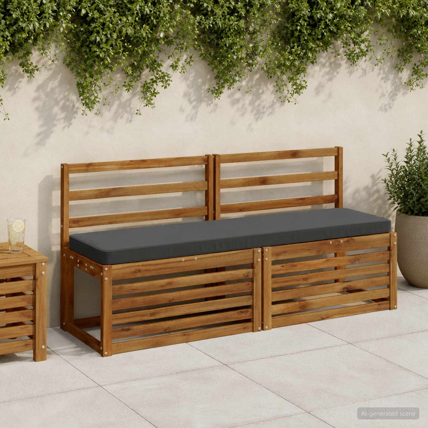 1-Piece Bench Cushion VUGHT 100% Polyester Anthracite