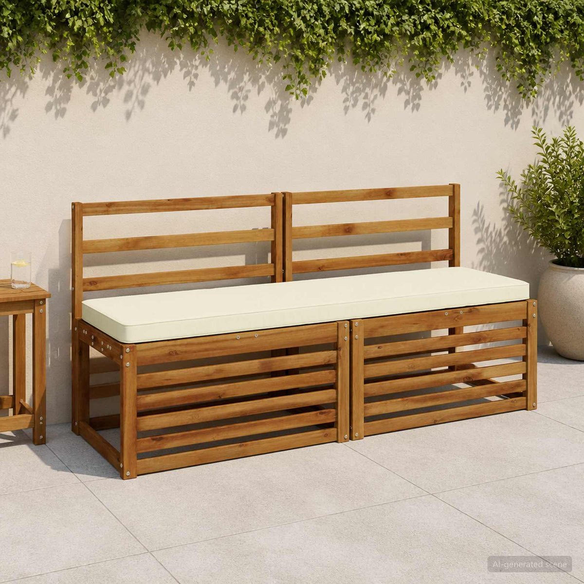 2-Piece Bench Cushions VUGHT 2 pcs 100% Polyester Cream