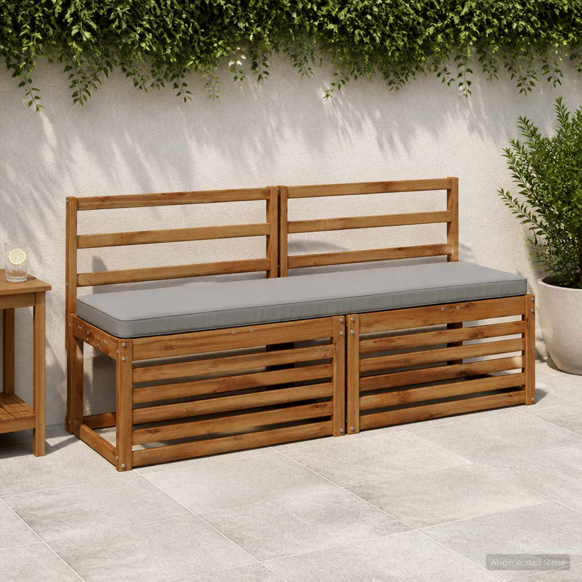 2-Piece Bench Cushions VUGHT 2 pcs 100% Polyester Grey