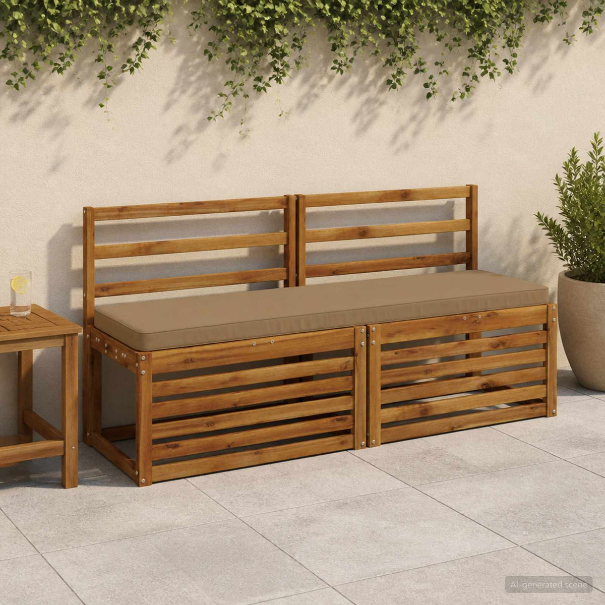 1-Piece Bench Cushion VUGHT 100% Polyester Taupe