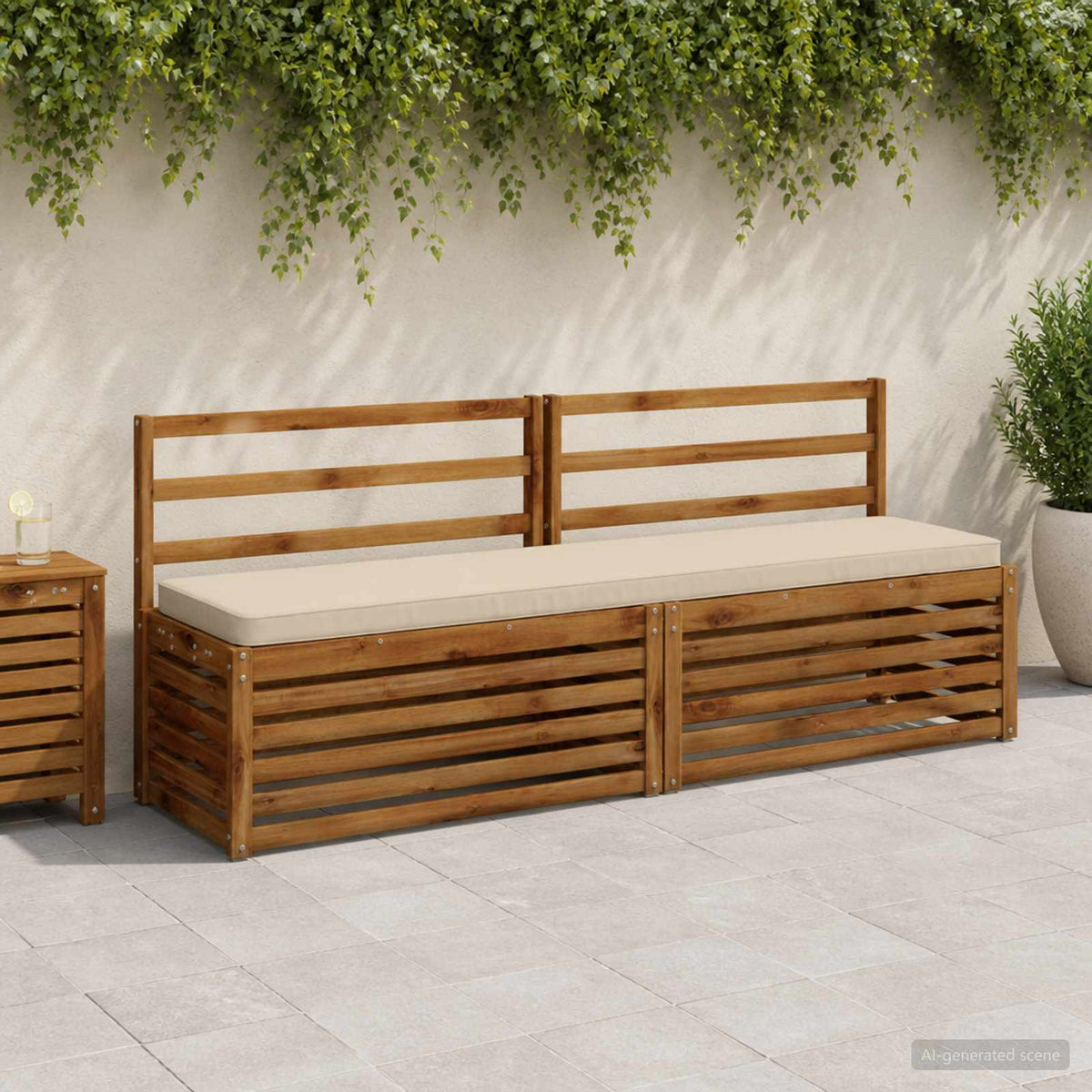 2-Piece Bench Cushions VUGHT 2 pcs 100% Polyester Beige